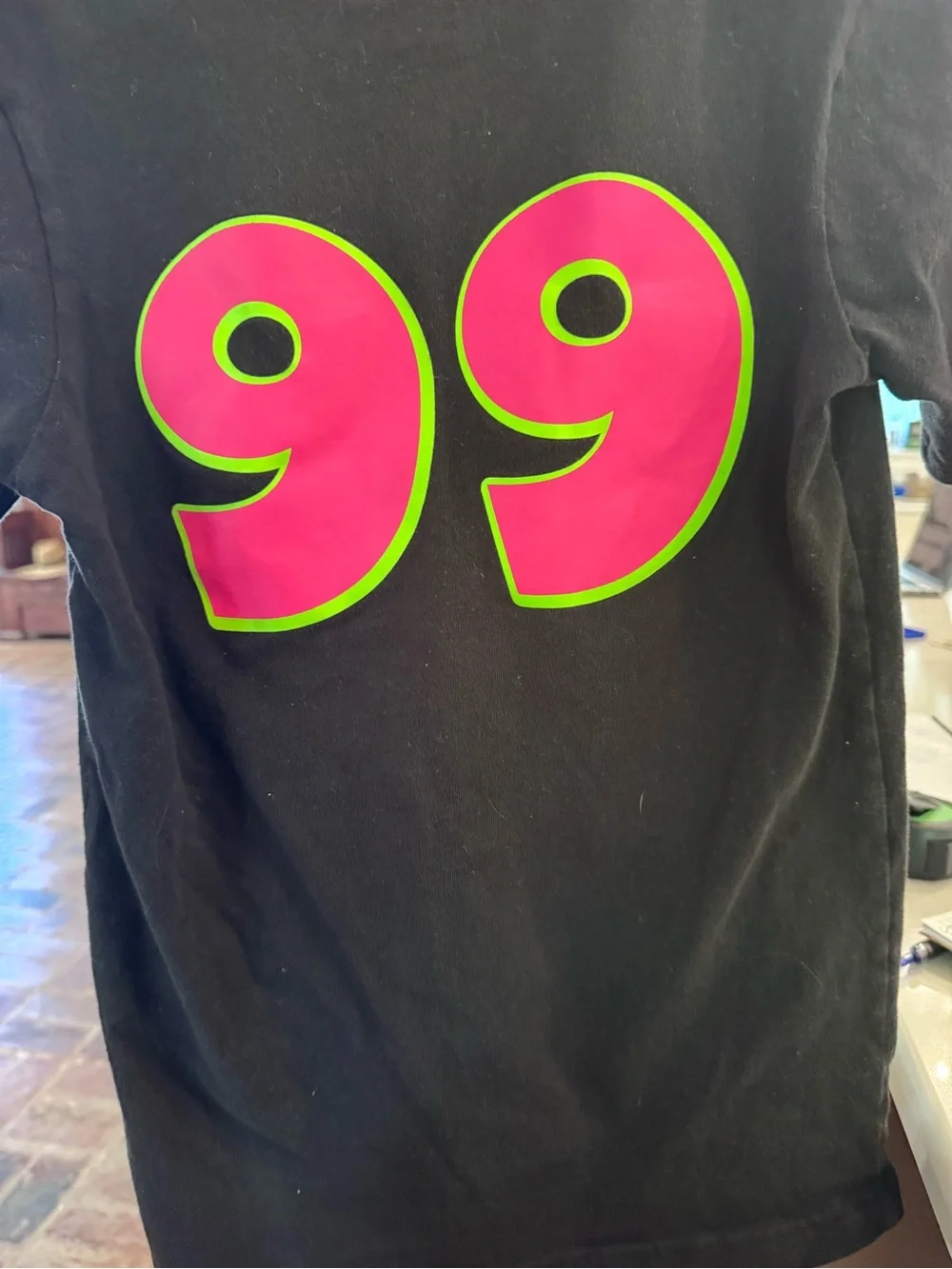 Party Animals Baseball Graphic Tee - Black with Neon Pink & Green- youth medium